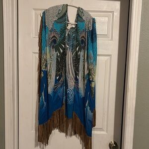 Chico's Blue and Green Patterned Kimono